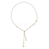 Ocean White Round Shell Pearl Beaded Slider Necklaces NJEW-JN06076-2