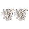 Valentine's Day Flower Brass Stud Earrings EJEW-D351-03P-2