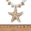 Ocean Natuarl Spiral Shell & Baking Paint Glass Pearl Round Beaded Opaque Acrylic Pendant Necklaces NJEW-JN06306-01-4