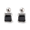 Square 316 Surgical Stainless Steel Pave Cubic Zirconia Cartilage Earrings for Women Men EJEW-Z050-34C-02P-1