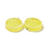 Flat Round Resin Fruit Pendants RESI-H144-10C-3