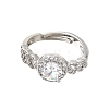 Brass Micro Pave Clear Cubic Zirconia Cuff Open Rings CU-CBA5C10-17P-4