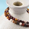 Natural Mookaite Round Bead Stretch Bracelets X-BJEW-L594-B05-4