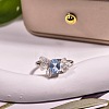 925 Sterling Silver Micro Pave Cubic Zirconia & Quartz Cuff Open Rings FS-WGAB3DC-13-1