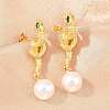 Snake Brass Micro Pave Cubic Zirconia Stud Earrings EJEW-K249-13G-1