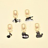 5Pcs Cat & Music Theme Alloy Enamel Pendant Decoration HJEW-FS00035-03-8