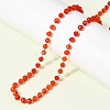 304 Stainless Steel with Glass Faceted Rondelle Bead Handmade Link Chain Birth Stone Necklaces for Women NJEW-G195-01G-02-3