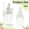 Glass Seed & Rhinestone Beaded Fringe Embroidery Applique Patch DIY-WH0780-20A-2
