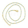 Brass Enamel Column Link Chain Necklaces NJEW-H039-04A-02G-2