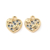 Brass Micro Pave Cubic Zirconia Charms KK-C099-01C-G-1