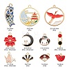 30Pcs 15 Style Light Gold Alloy Enamel Pendants ENAM-FS0001-10-3