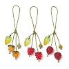 3Pcs 3 Styles Fruits Theme Glass Pendant Decorations for Mobile Accessories HJEW-TA00453-1