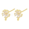 Brass Micro Pave Clear Cubic Zirconia Stud Earring Findings KK-Z099-02G-01-1