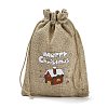 Christmas Printed Burlap Packing Pouches Drawstring Bags ABAG-Q053-02B-08-3