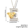Brass Micro Pave Clear Cubic Zirconia Bee Initial Pendant Necklaces FS-WGF5E80-05-1