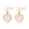 Heart Brass Micro Pave Clear Cubic Zirconia Dangle Stud Earrings PEAR-N017-07B-1
