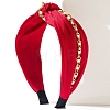 Imitation Pearls Chain Decor Pleated Cloth Headbands PW-WGBFABE-06-1