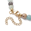 Natural Flower Amazonite &  Synthetic Turquoise Charm Anklets for Women AJEW-AN00616-02-4