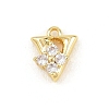 Brass Micro Pave Clear Cubic Zirconia Charms KK-Z151-18G-V-1