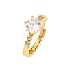Brass Micro Pave Cubic Zirconia Cuff Rings for Women RJEW-Z113-32G-2