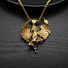 304 Stainless Steel Goddess with Angel Wings Pendant Necklaces for Men Women WG939A7-02-2