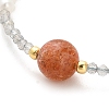 Natural Strawberry Quartz Bead and Natural Moonstone Bead Bracelets BJEW-E098-05G-2