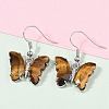 Natural Tiger Eye Brass Dangle Earrings EJEW-M081-01P-03-5