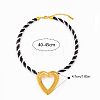 Ocean 304 Stainless Steel Big Heart Pendant Twisted Acrylic Fiber Cord Necklaces for Women WG896A0-04-1