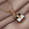 304 Stainless Steel Enamel White and Black Handbag Pendant Necklaces for Women ZO0071-1