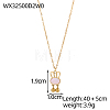 Cartoon Rabbit with Pink Shell & Dangle Balls Pendant Necklaces STAS-OY009-42G-2