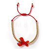 Marine Animal Dolphin Glass & Brass Beads Braided Bead Bracelets OC7969-4-1