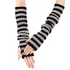 Stripe Acrylic Fibers Knitting Long Fingerless Gloves PW-WG9BE2E-17-1