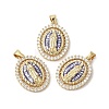 Oval with Virgin Mary Brass Micro Pave Cubic Zirconia Pendants KK-K385-031G-1