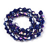 Opaque Solid Color Electroplate Glass Beads Strands EGLA-A039-P6mm-B10-3