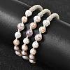 Brass Wire Wrapped Natural  Pearl Cuff Bangles for Women BJEW-D453-05S-1
