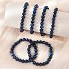 Natural Lapis Lazuli Round Beaded Stretch Bracelet BJEW-F203-06-3