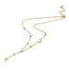 Rhinestone & Natural  Shell Moon & Star Link Chains Lariat Necklace NJEW-M199-08G-1