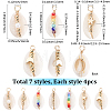 28Pcs 7 Styles Natural Cowrie Shell Copper Wire Wrapped Pendants FIND-SC0015-50-2