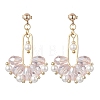 Fan Glass Dangle Stud Earrings EJEW-MZ00674-02-3