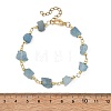 Raw Rough Natural Aquamarine Beaded Link Chain Bracelets for Women BJEW-JB13970-4