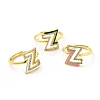 Mixed Color Enamel Initial Letter Adjustable Ring with Clear Cubic Zirconia RJEW-P045-01G-Z-1