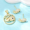 Brass Micro Pave Cubic Zirconia Pendant & Stud Earrings Sets for Women SJEW-F227-01E-G-1