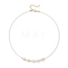 Natural Cultured Freshwater Pearl Two Sides Polished and Glass Seed Beaded Necklaces NJEW-JN05732-4
