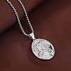 Religion Brass Emboss Saint Oval Medal Pendant Necklaces for Men Women WGEF5D0-02-1