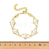 White Round Shell Pearl Brass Link Chain Bracelets for Women BJEW-JB14188-4