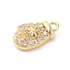 Christmas Theme Brass Micro Pave Cubic Zirconia Charms KK-P278-11G-2