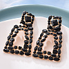 Alloy Glass Dangle Stud Earrings WG66E92-04-1