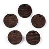 Natural Wenge Wood Flat Round Charms WOOD-T023-29A-01-1