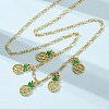 Brass Micro Pave Clear Cubic Zirconia & Enamel Green Pineapple Pendant Necklaces NJEW-A071-10G-2