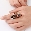 Cube & Flat Round Alloy Rhinestone Finger Rings FS-WG5656B-04-2